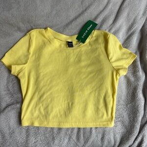 Shein Yellow Ribbed Cropped Top